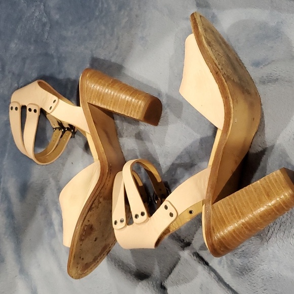 Rag & bone peach pink leather peep toe stacked heel - Picture 2 of 10